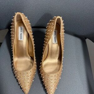 Steve Madden Gold Spike-Embellished Pointed Pumps